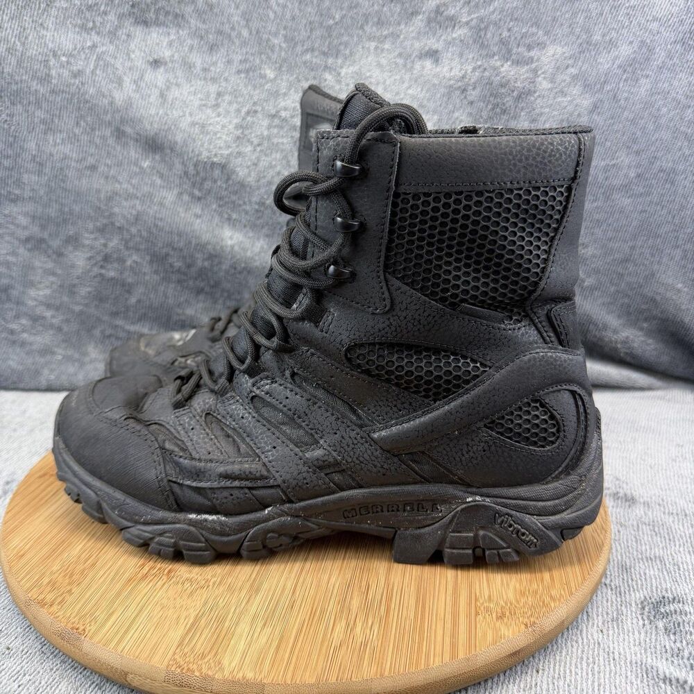 Merrell Boots Mens Size 9.5 Black Tactical Combat Side Zip Vibram J15845